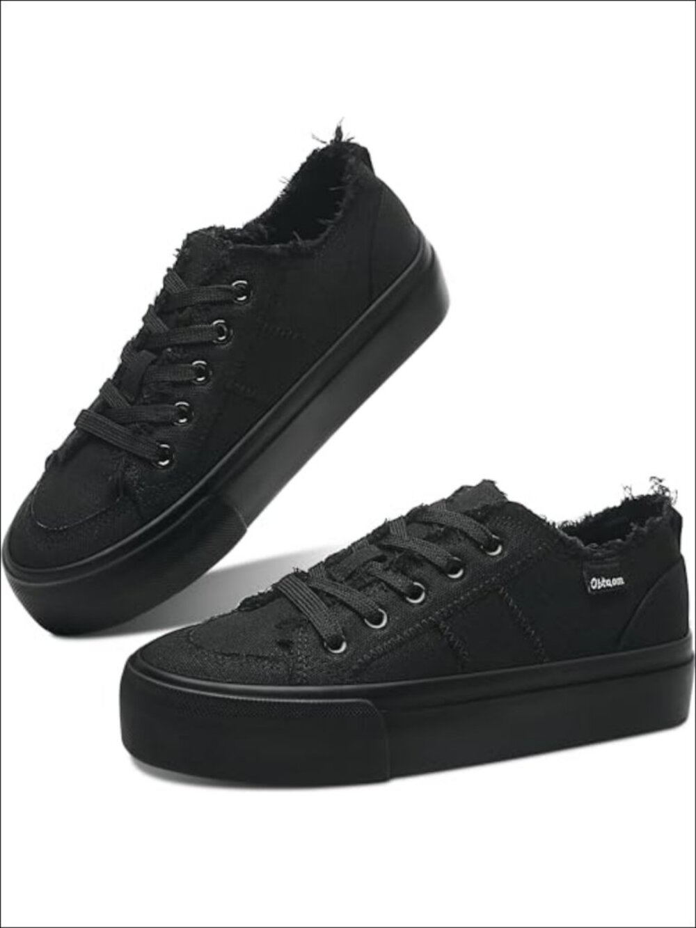 Platform Canvas Sneakers Lace Up Low Top Walking Shoes for Women